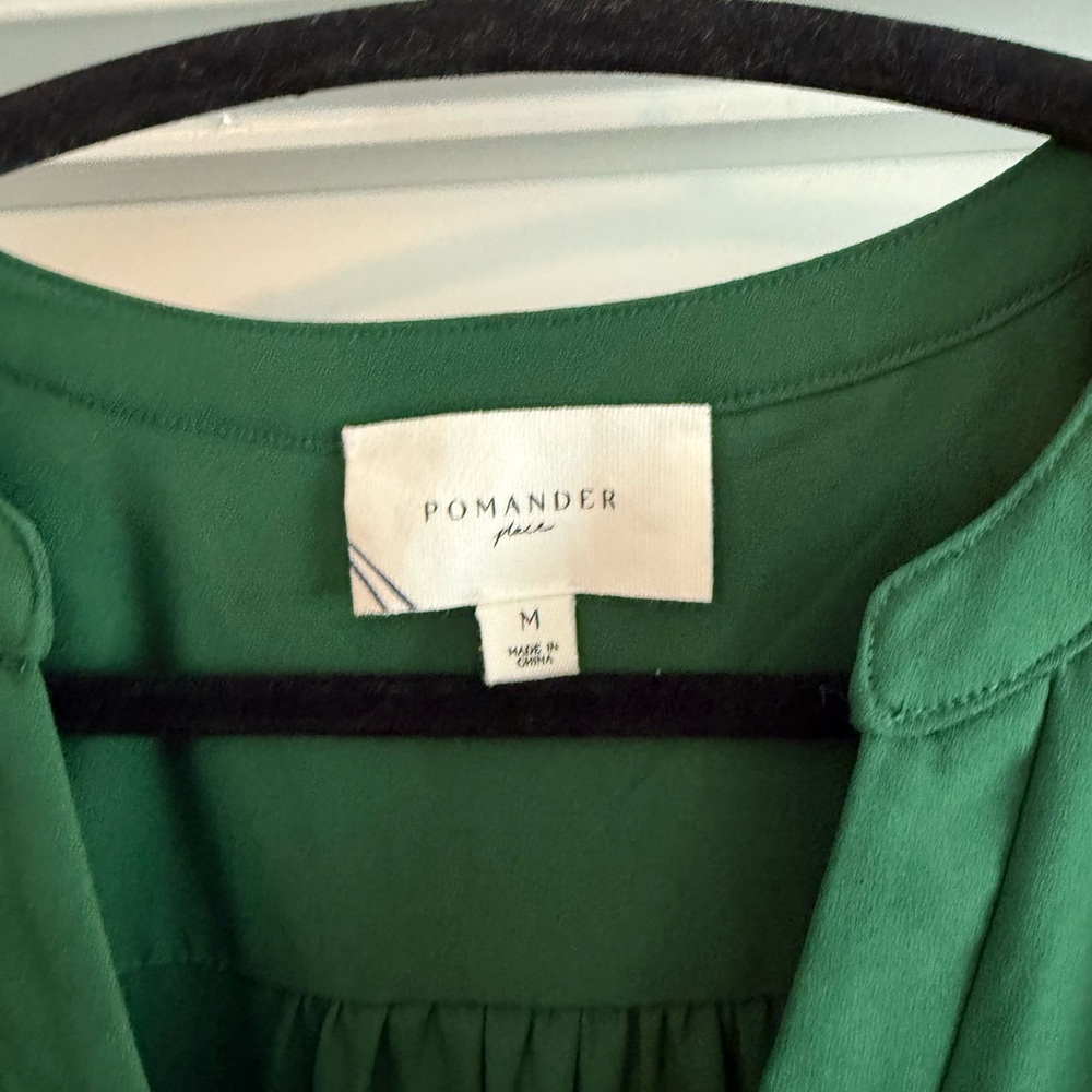 Pomander Place hunter green Kenzo smocked mini dress, size M - Picture 4 of 7